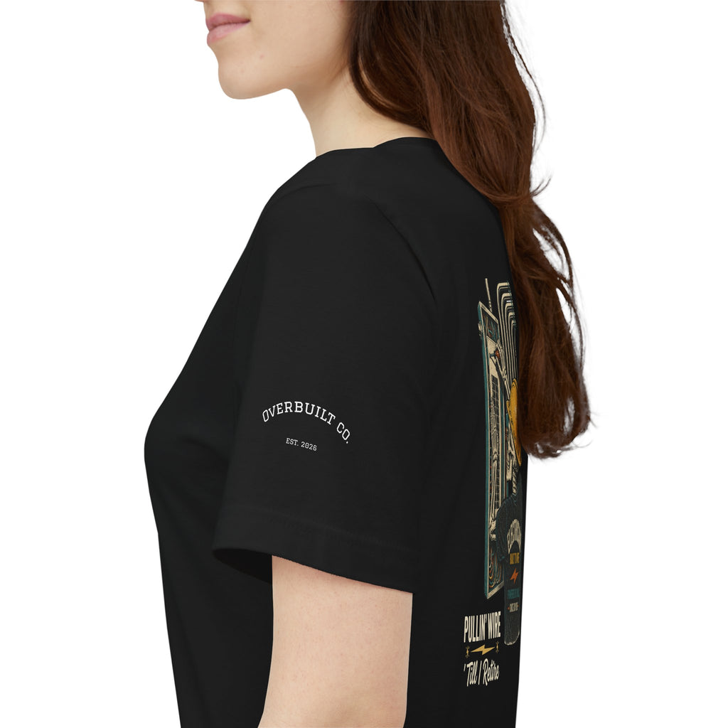 Electrician T-Shirt – "Pullin' Wire 'Till I Retire" Vintage Tradesman Tee