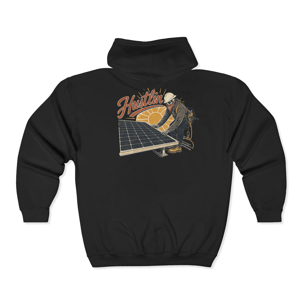 Solar Installer Zip Hoodie — Hustlin' Rooftop Solar Technician Sweatshirt