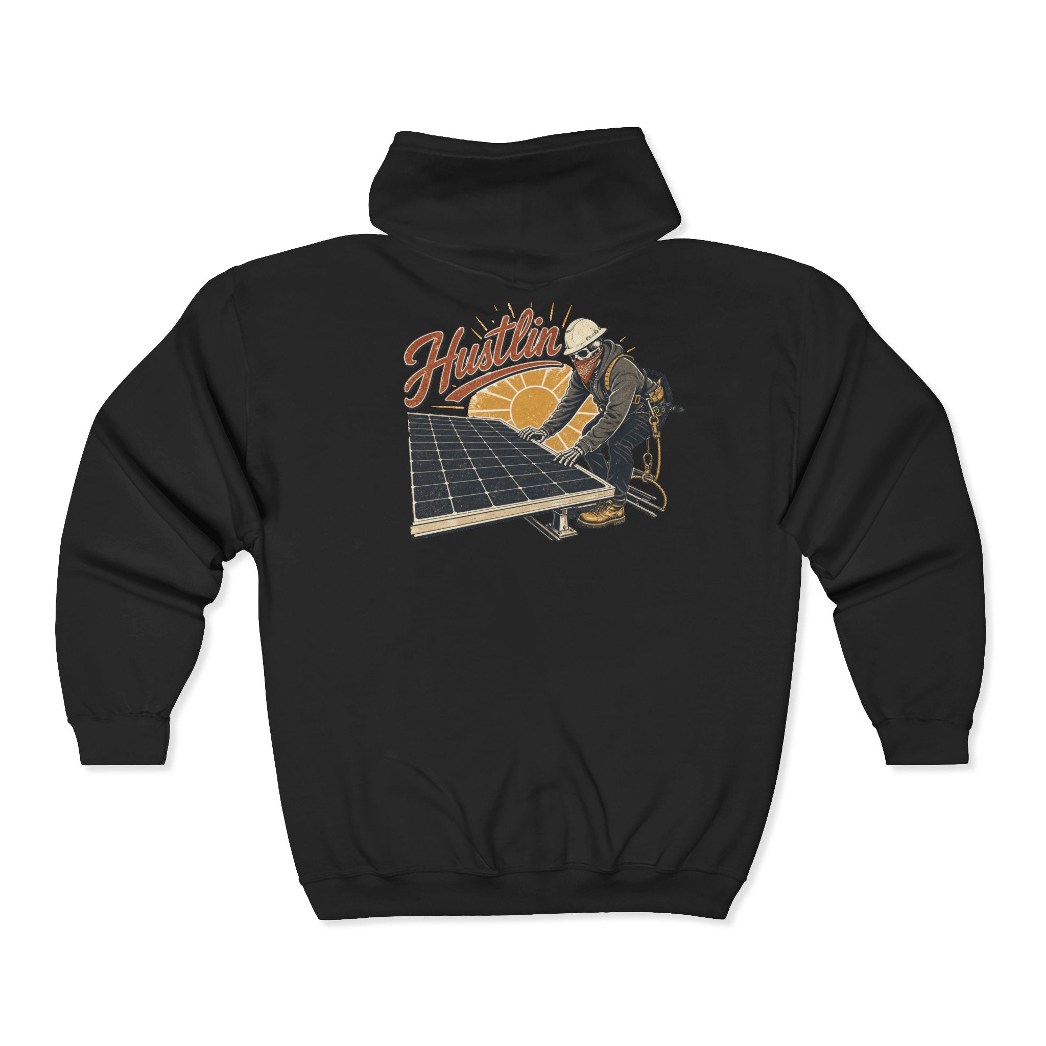 Solar Installer Zip Hoodie — Hustlin' Rooftop Solar Technician Sweatshirt