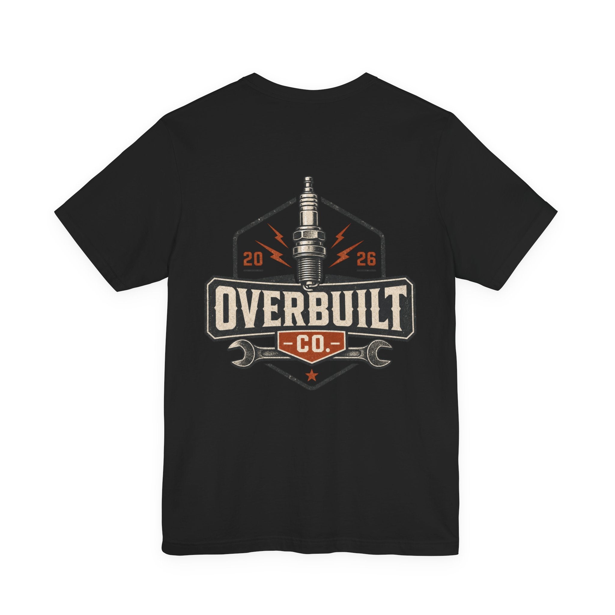 Overbuilt Co. Tee — Vintage Automotive Spark Plug Logo T-Shirt