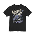 Spark Plug Graphic Tee — "Overbuilt Co. Built to Burn" Car Enthusiast T-Shirt