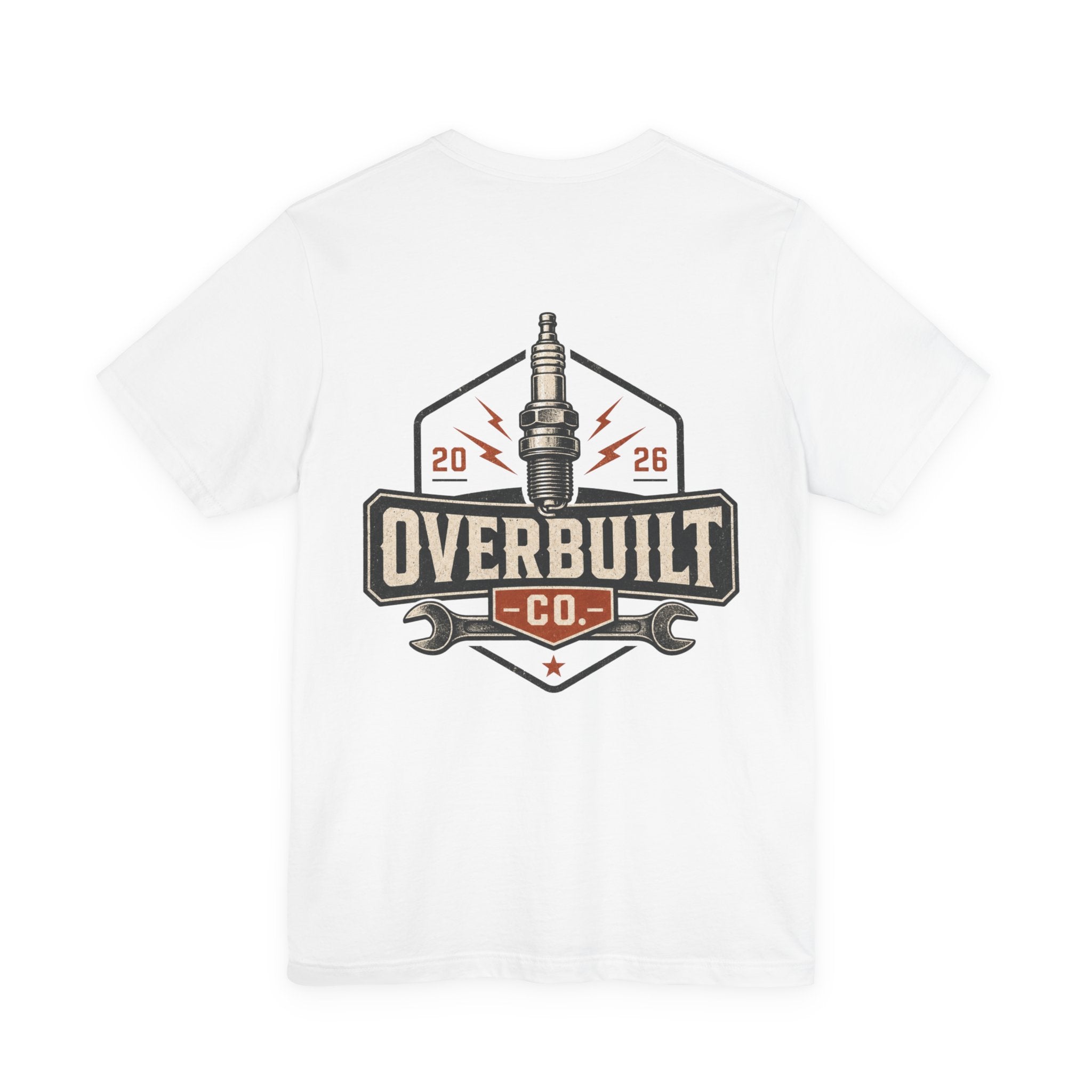 Overbuilt Co. Tee — Vintage Automotive Spark Plug Logo T-Shirt
