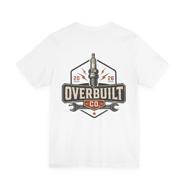 Overbuilt Co. Tee — Vintage Automotive Spark Plug Logo T-Shirt